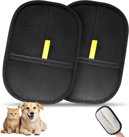 2 Pcs Pet Hair Removal Glove, Reusable Cat Dog Electrostatic Hair Remover Grooming Glove Brush Tool