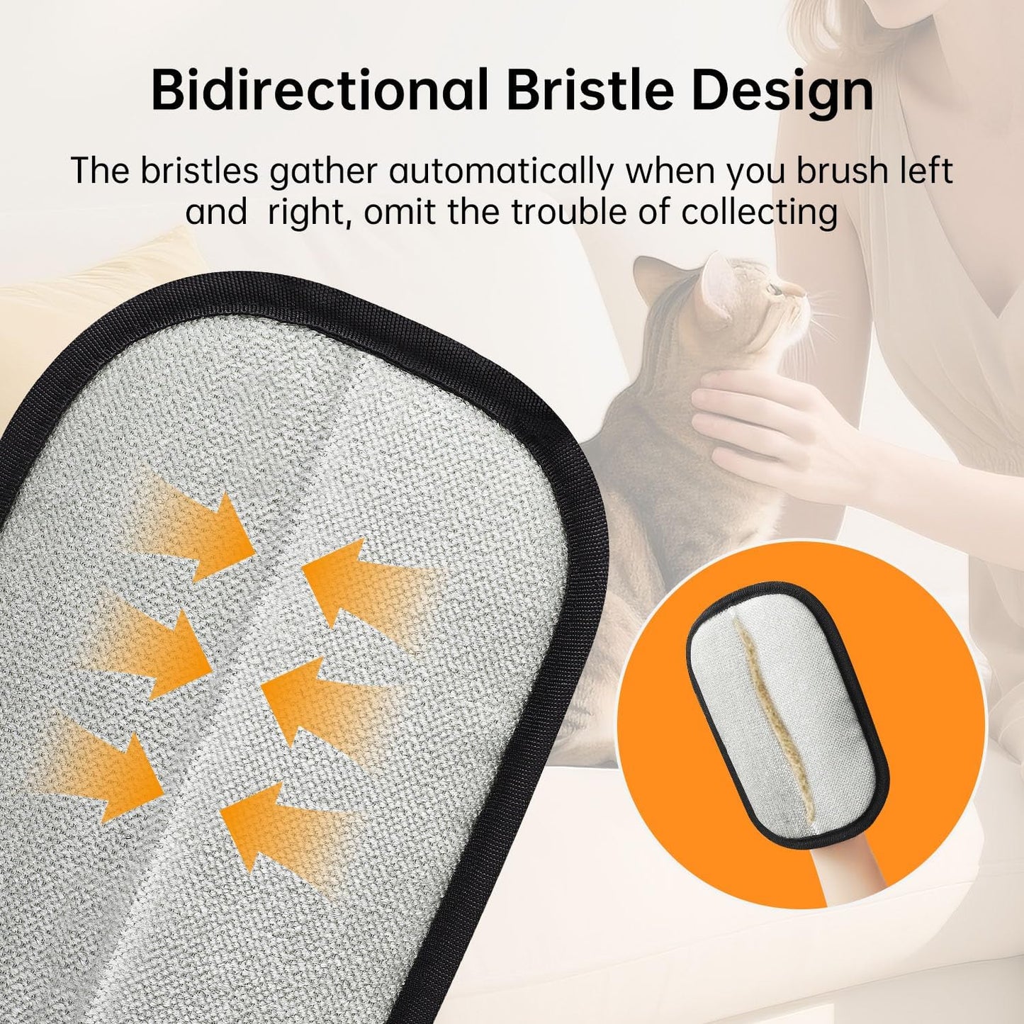 2 Pcs Pet Hair Removal Glove, Reusable Cat Dog Electrostatic Hair Remover Grooming Glove Brush Tool